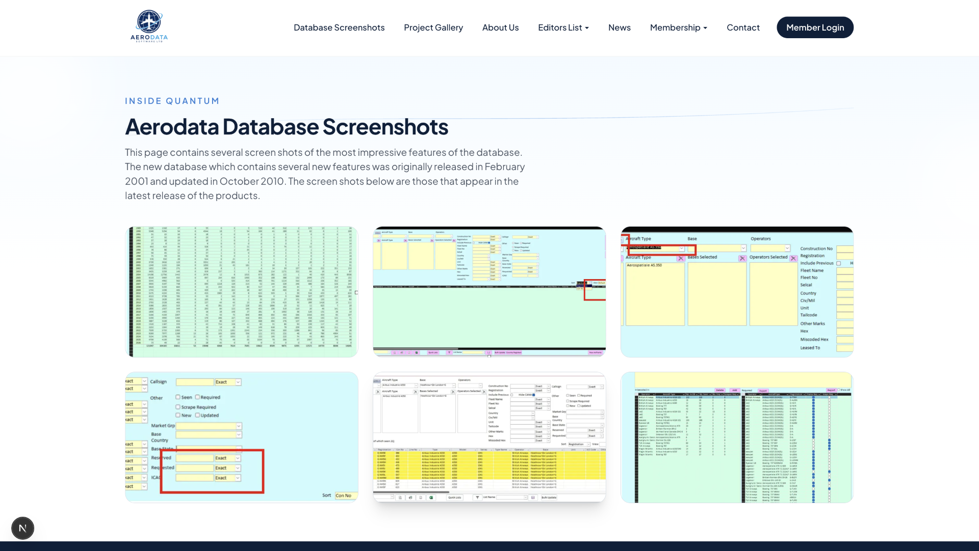 Aerodata Quantum database