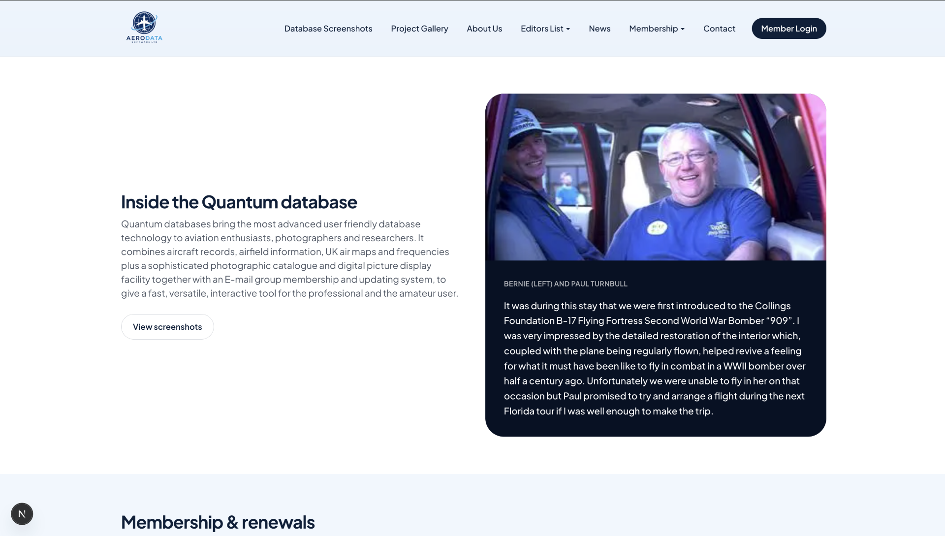 Aerodata Software website